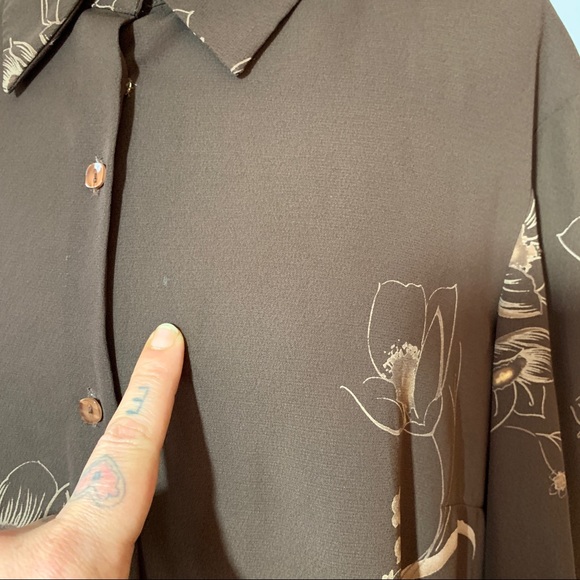 Vintage 1970's Brown Floral Blouse - Picture 10 of 12